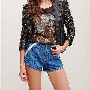 Free People Sweet Surrender Crochet Denim Shorts